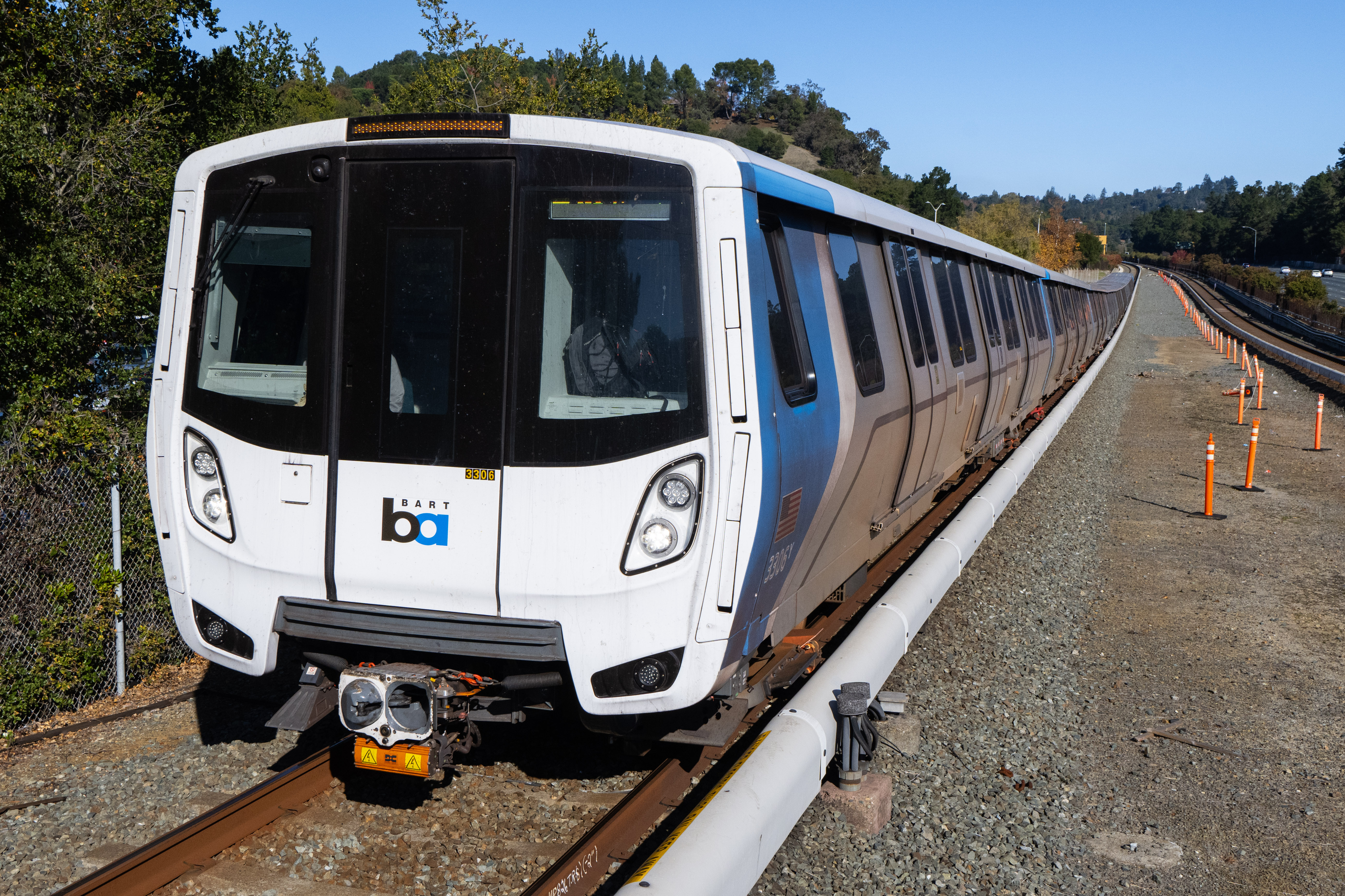 A San Francisco bound BART train arrives at the Orinda Station in Orinda, Calif., on Monday, Dec. 8, 2025. (Jose Carlos Fajardo/Bay Area News Group)