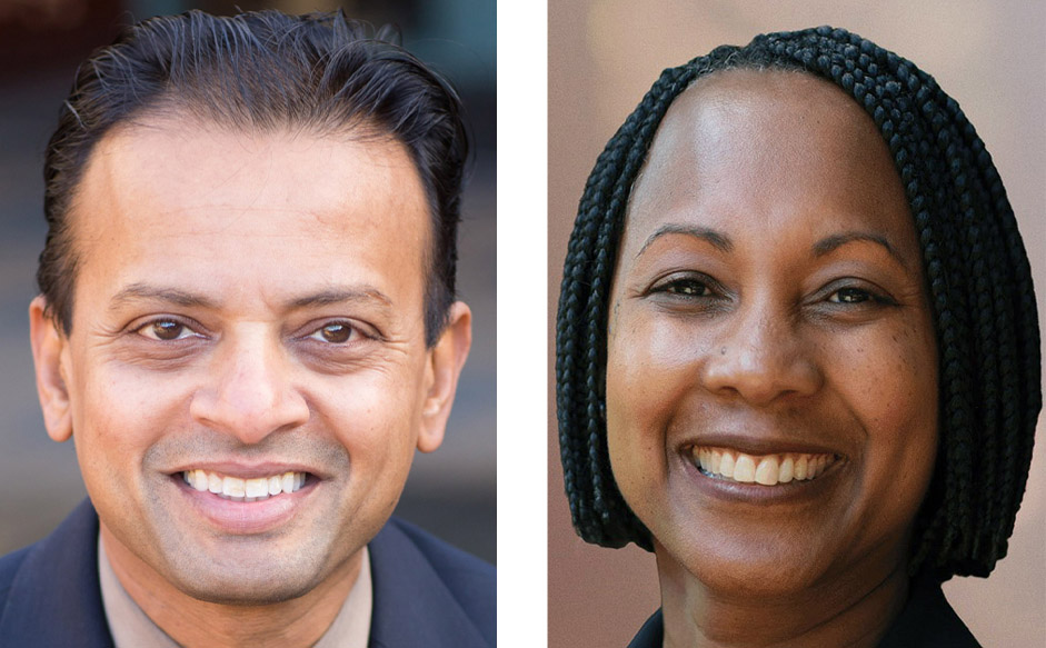 Rishi Kumar, left, and Neysa Fligor are candidates for Santa Clara County Assessor. 