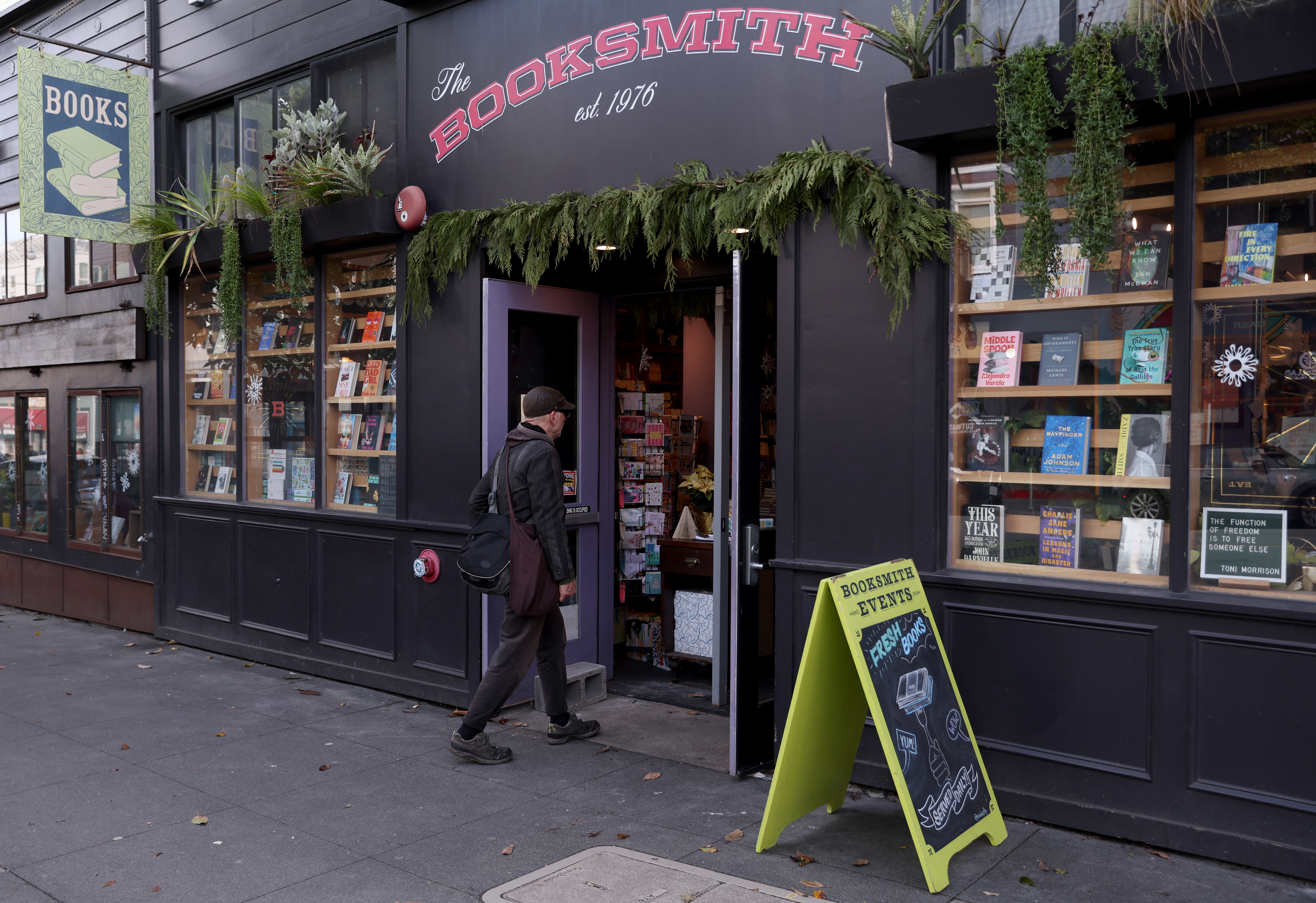 A customer enters The Booksmith on Haight Street in San Francisco, Calif., on Wednesday, Dec. 24, 2025. Co-owner Christin Evans provides four of her employees with 100% free health insurance. (Jane Tyska/Bay Area News Group)