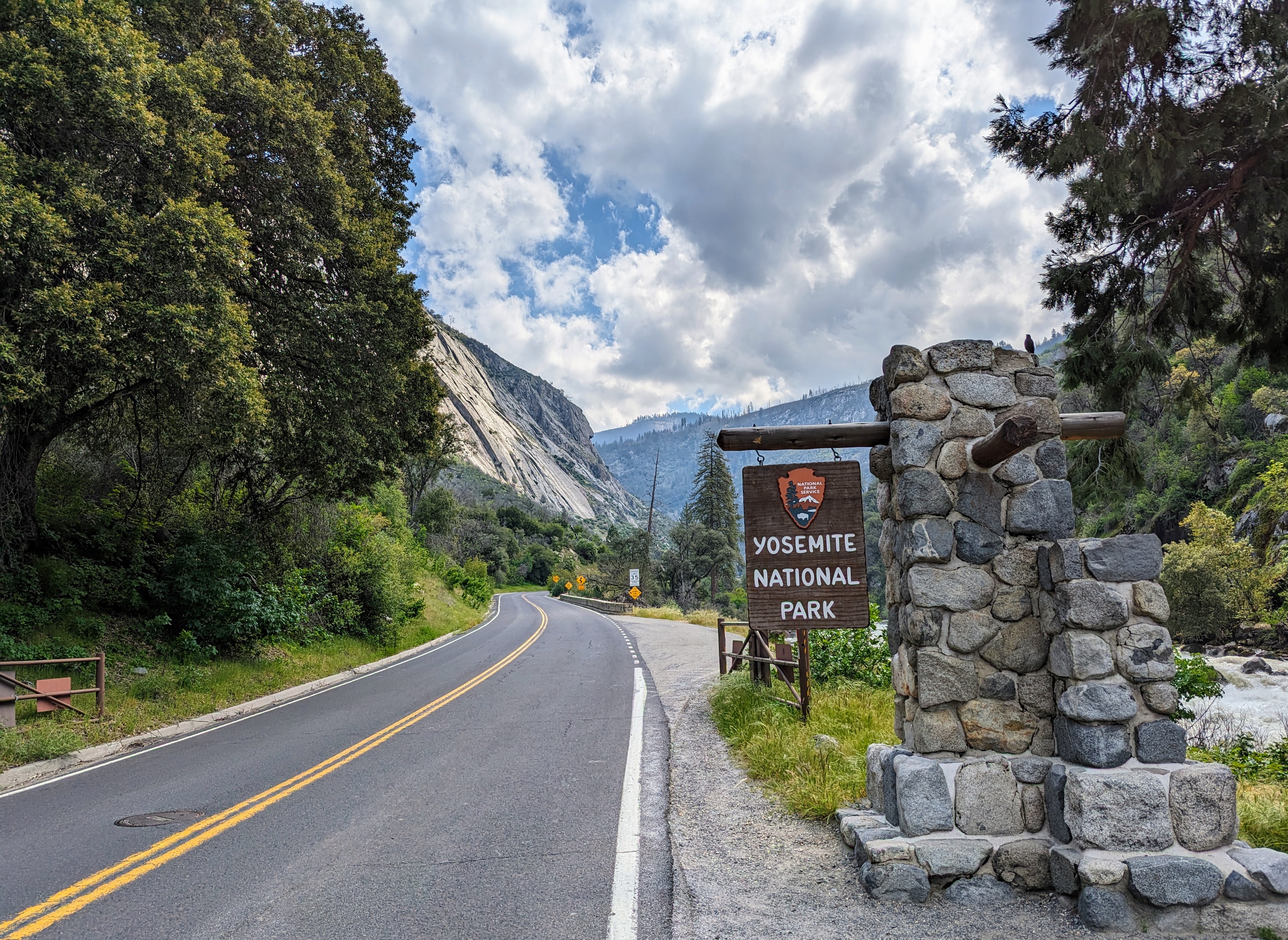 The entrance to Yosemite National Park along Highway 140 in Mariposa County. 