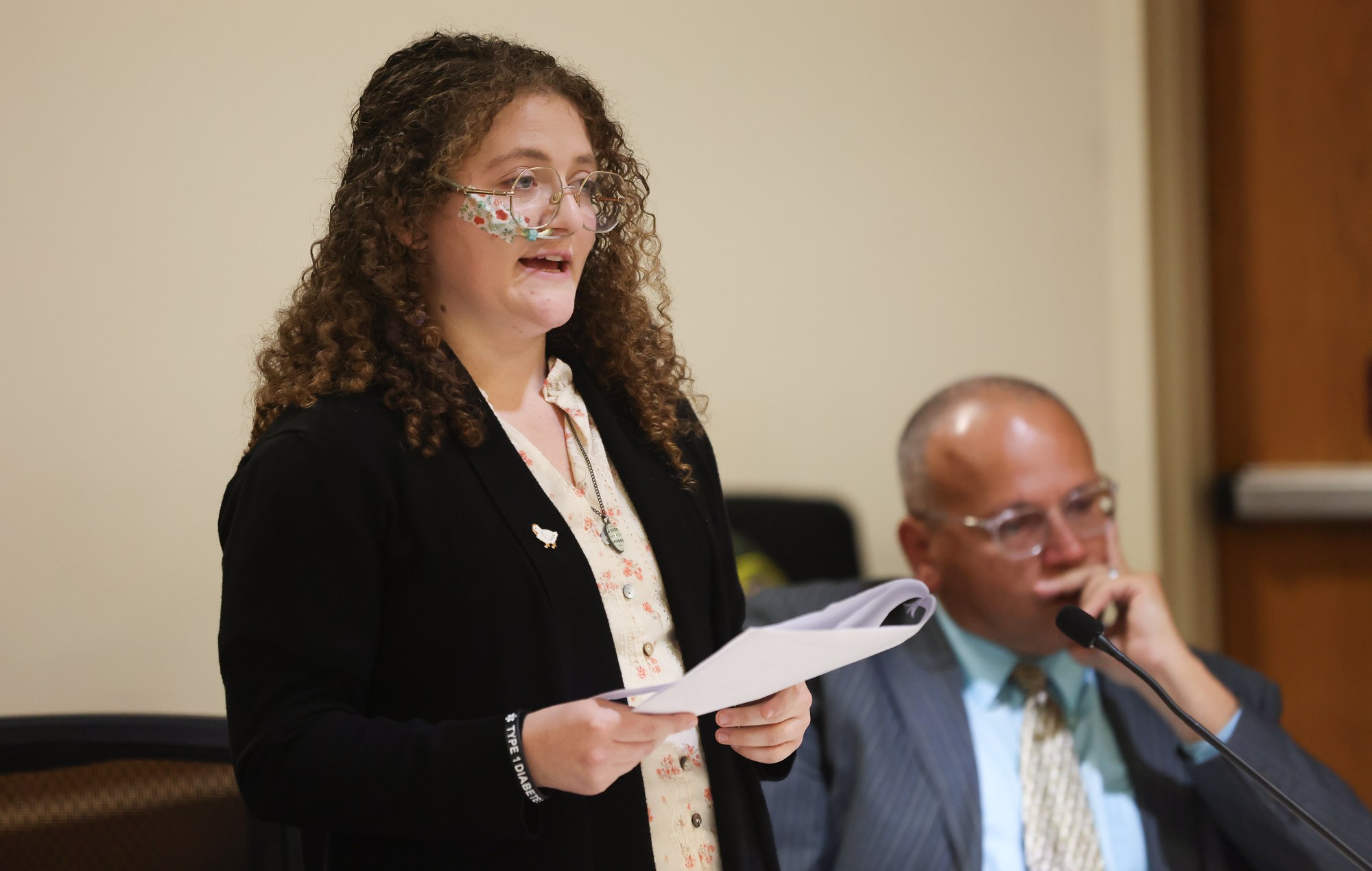 Zoe Rosenberg reads a statement during her sentencing hearing at Sonoma County Superior Court in Santa Rosa on Wednesday, Dec. 3, 2025. (Christopher Chung / The Press Democrat)
