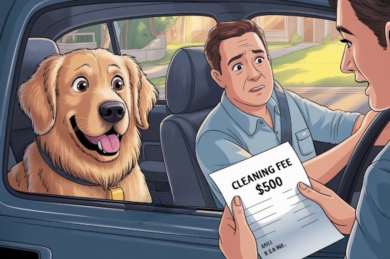 Alex Cashman-Rolls faces a $500 cleaning fee from Hertz after returning a rental car he used with a registered service animal. Hertz claims the charge is for “excessive” hair, but Alex argues it’s unreasonable under federal law and lacks proof of actual costs.